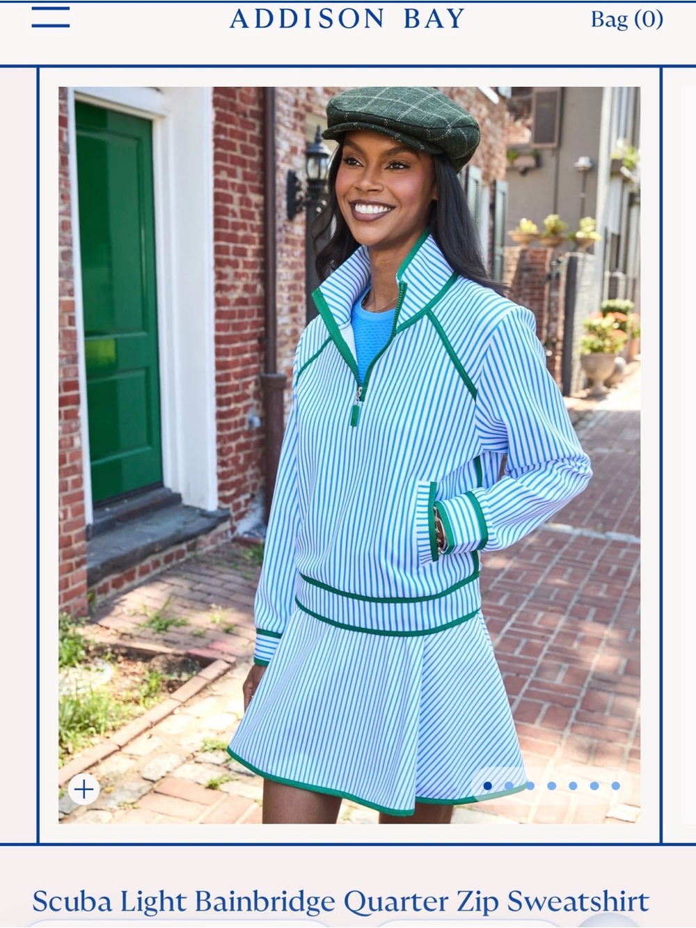 Addison Bay Light Blue & Green Striped Circle Skirt